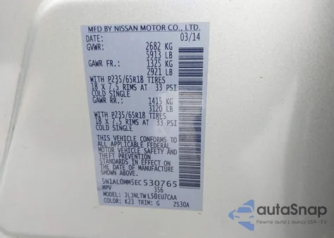 2014 Infiniti Qx60 from USA, damaged, VIN 5N1AL0MM5EC530765